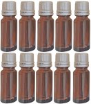 (Bild für) 10 Fläschchen à 10 ml aus Braunglas zur Aufbewahrung von ätherischen Ölen, Tropfer mit Originalverschluss