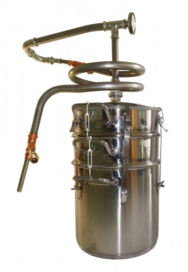 DESTILLIERMEISTER JUNIOR-K27-Plus, Destille m. 2 Kolonnen, Hochleistungs-Gegenstromkühlung - zum Schließen ins Bild klicken